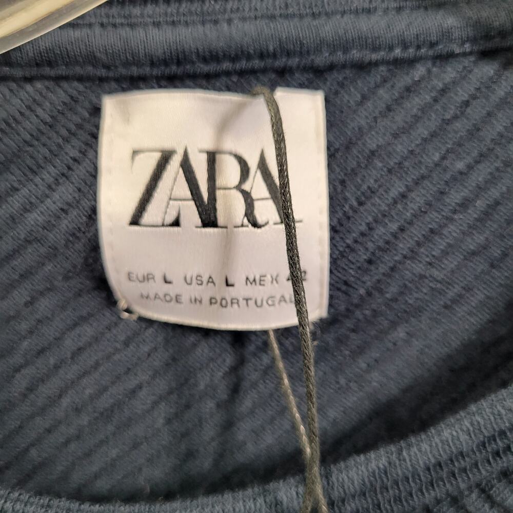 Zara Blue Ribbed Women's NWT Sweater Size L 92323-0442 - Picture 3 of 4